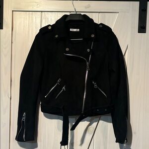 Dex Black Microsuede  Biker Jacket